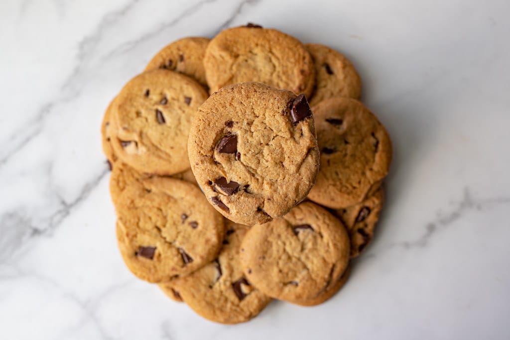 Chocolate Chip Cookies in a pile