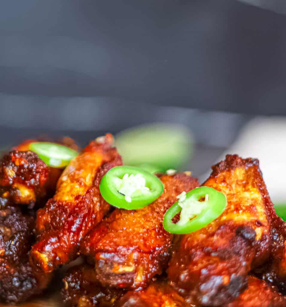 close up of sweet chili lime wings