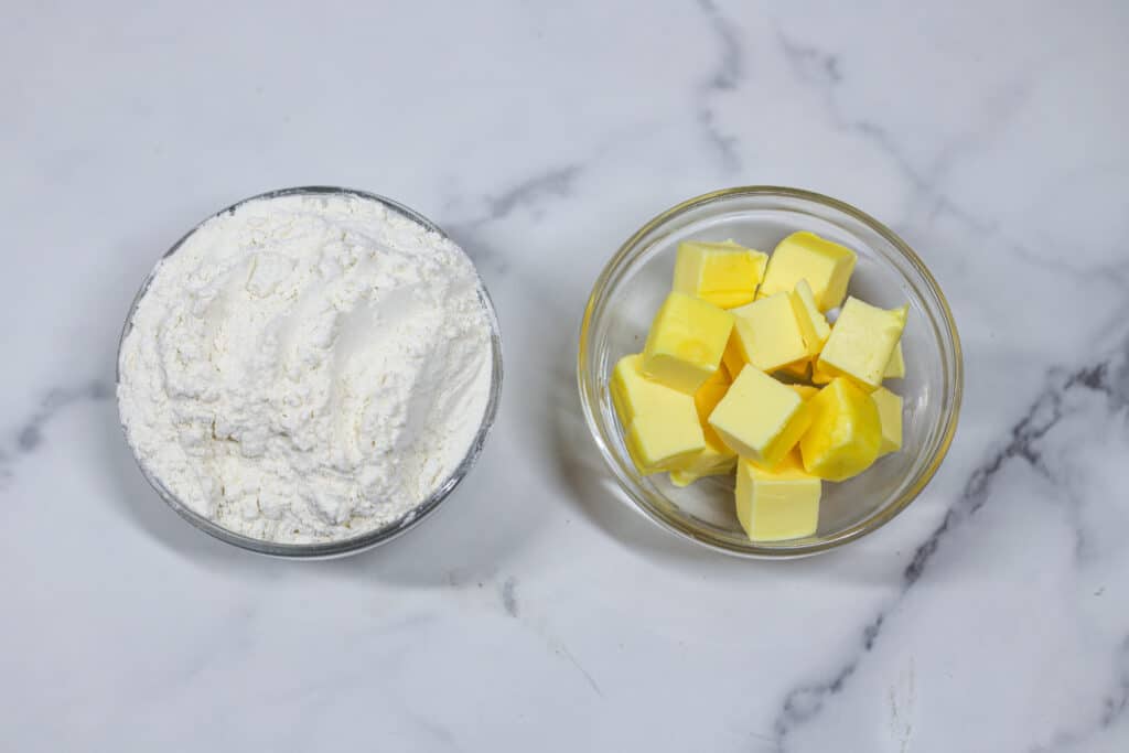 flour and butter in a bowl