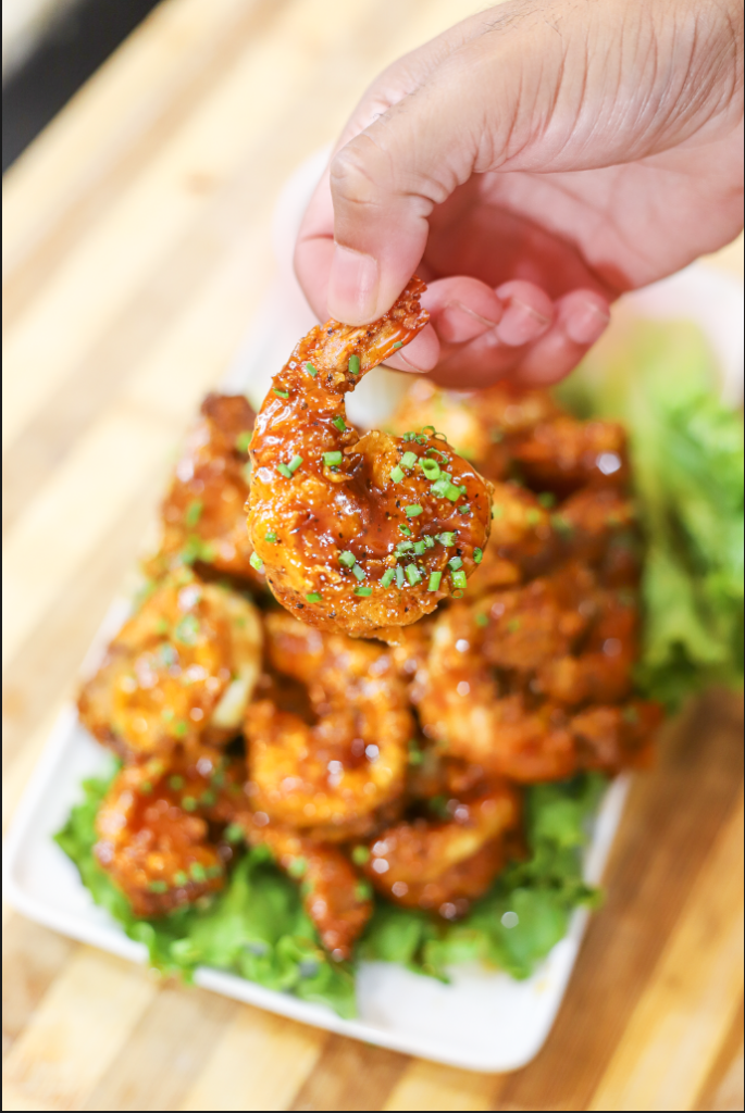 Hot honey lemon pepper shrimp