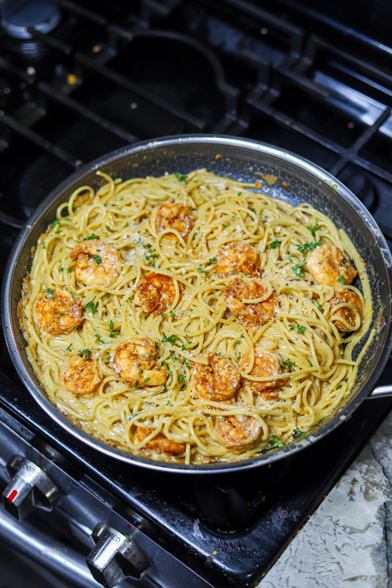 Creamy Shrimp Scampi - Kolby Kash
