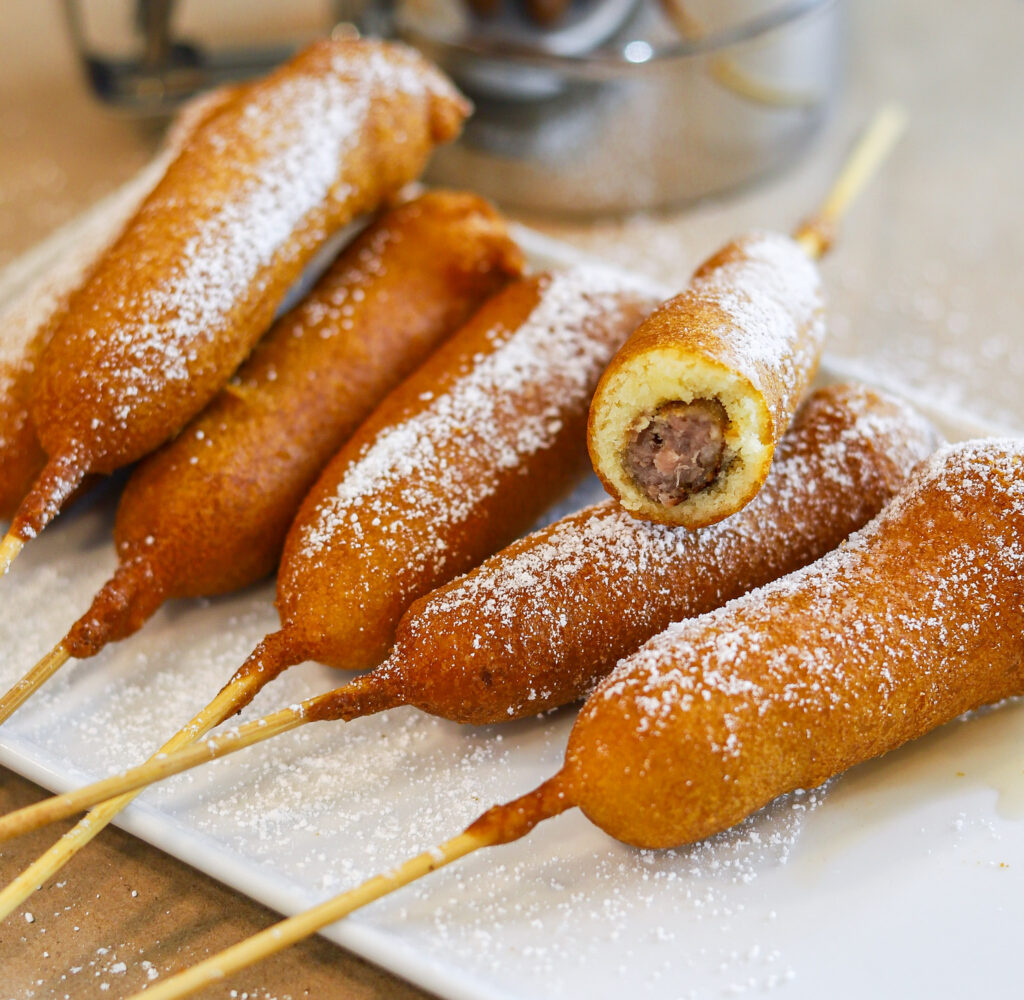 Corn dogs made with pancake batter hotsell