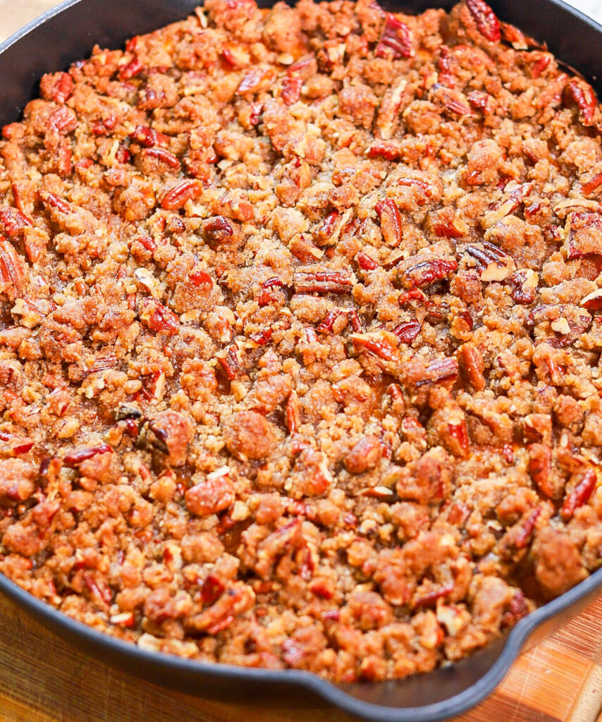 Sweet potato casserole brown sugar pecan topping