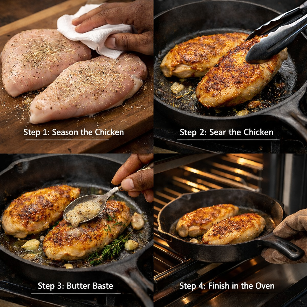 Juicy Pan Seared Chicken Breast with Butter & Garlic