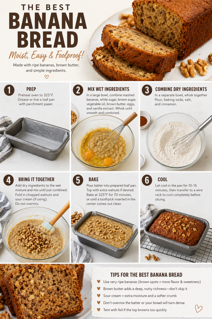 moist banana bread recipe fresh out of the oven