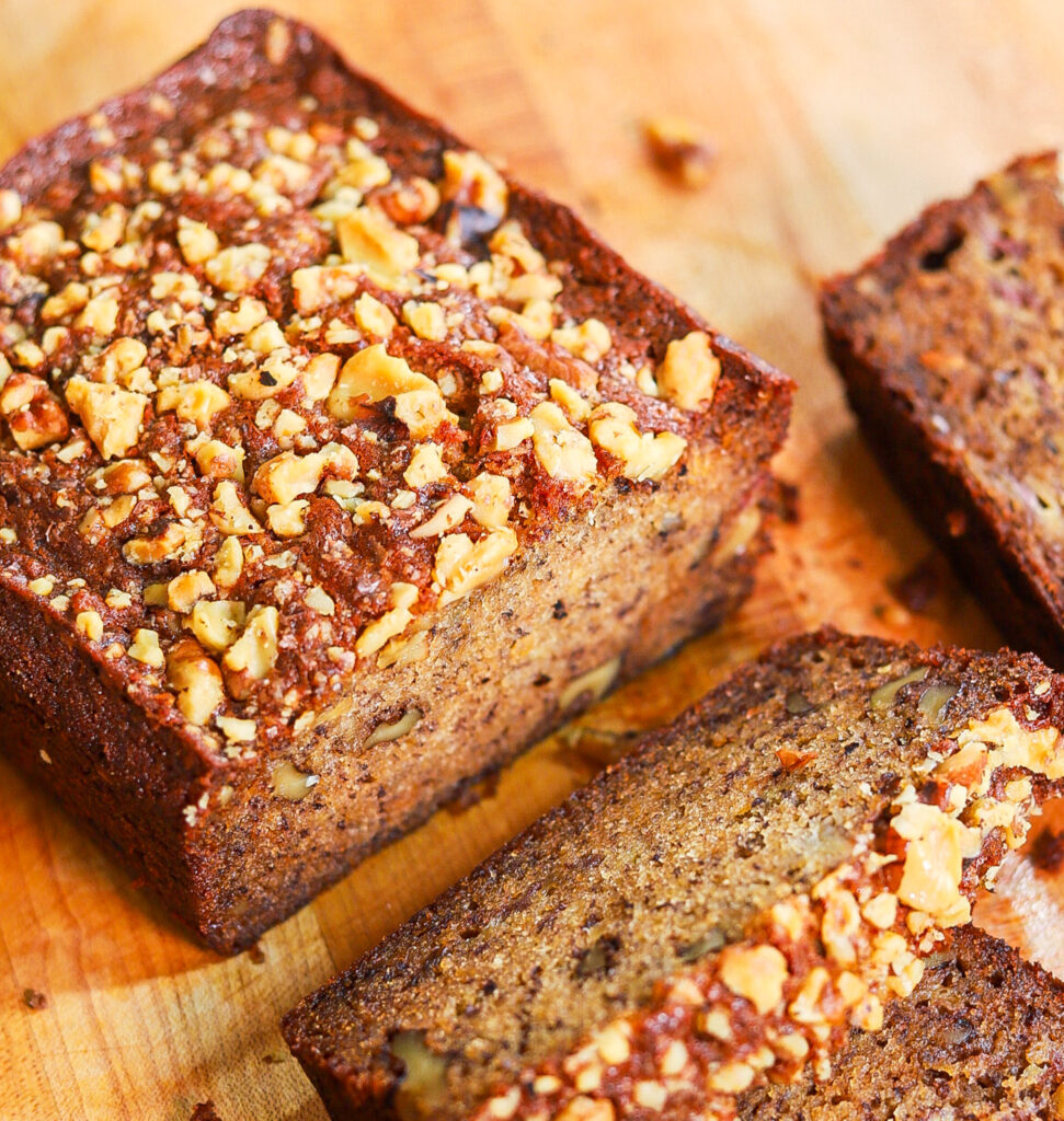 sliced moist banana bread