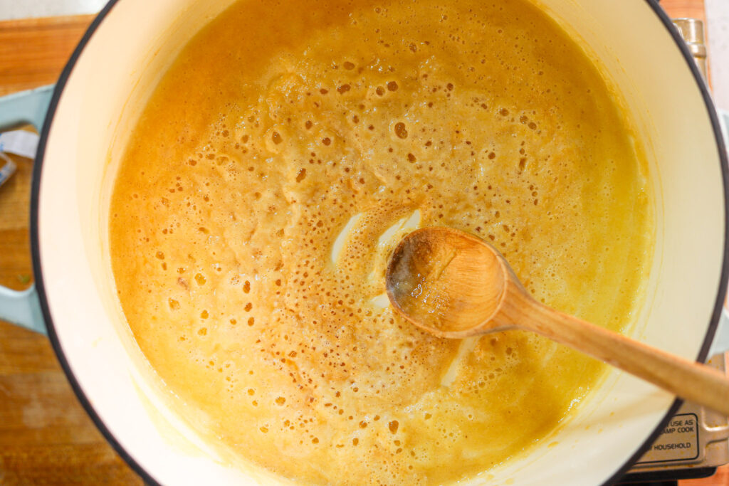 Light brown roux for Creole seafood pot pie filling