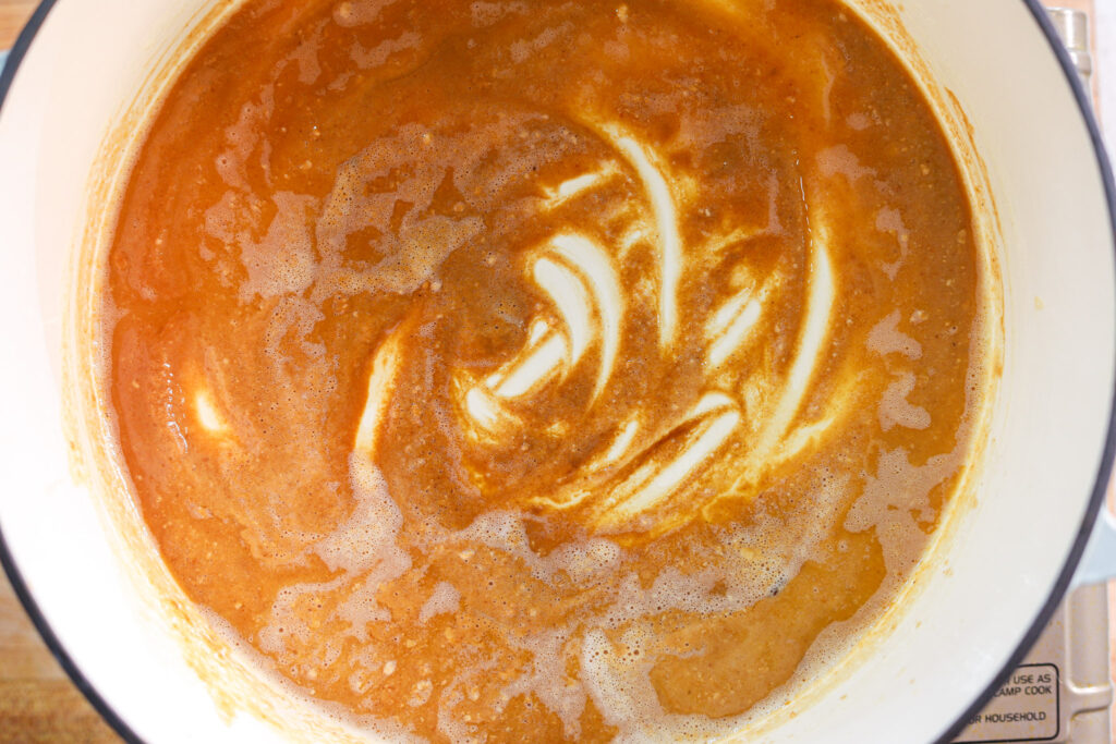 dark brown roux for Creole seafood pot pie filling