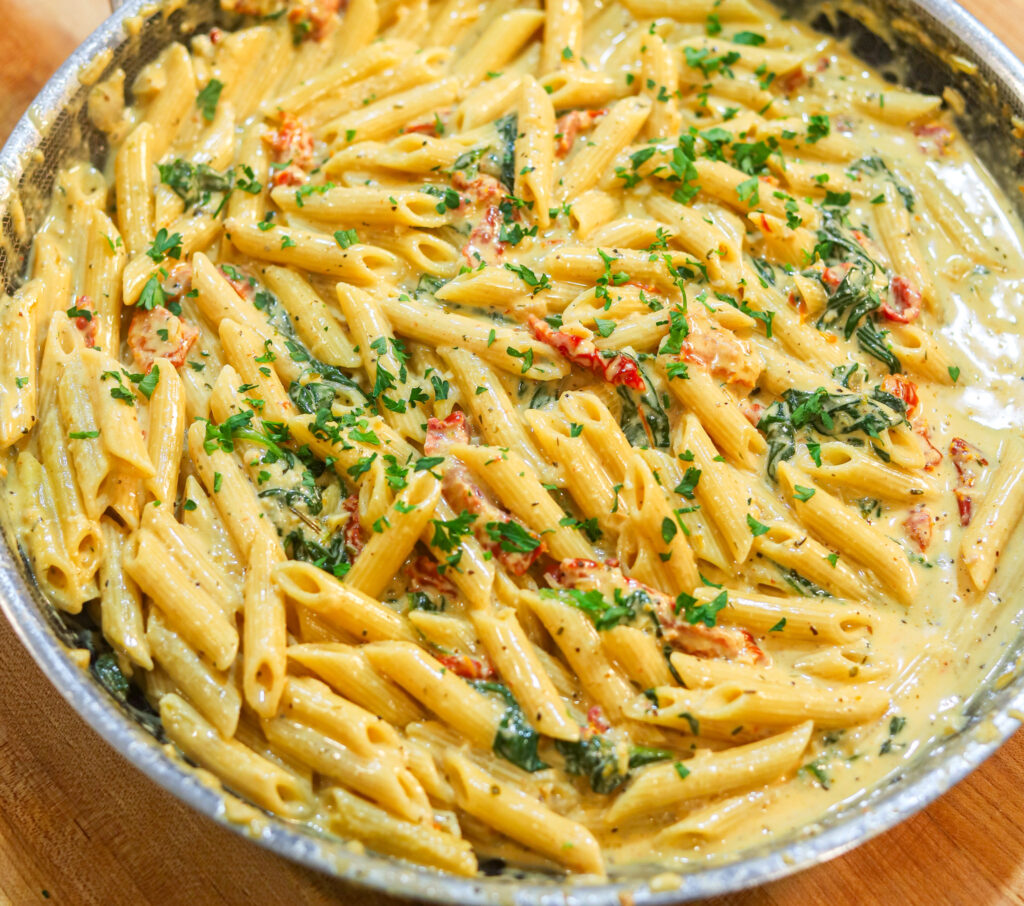 Easy creamy Marry Me Chicken Pasta topped with Parmesan and parsley