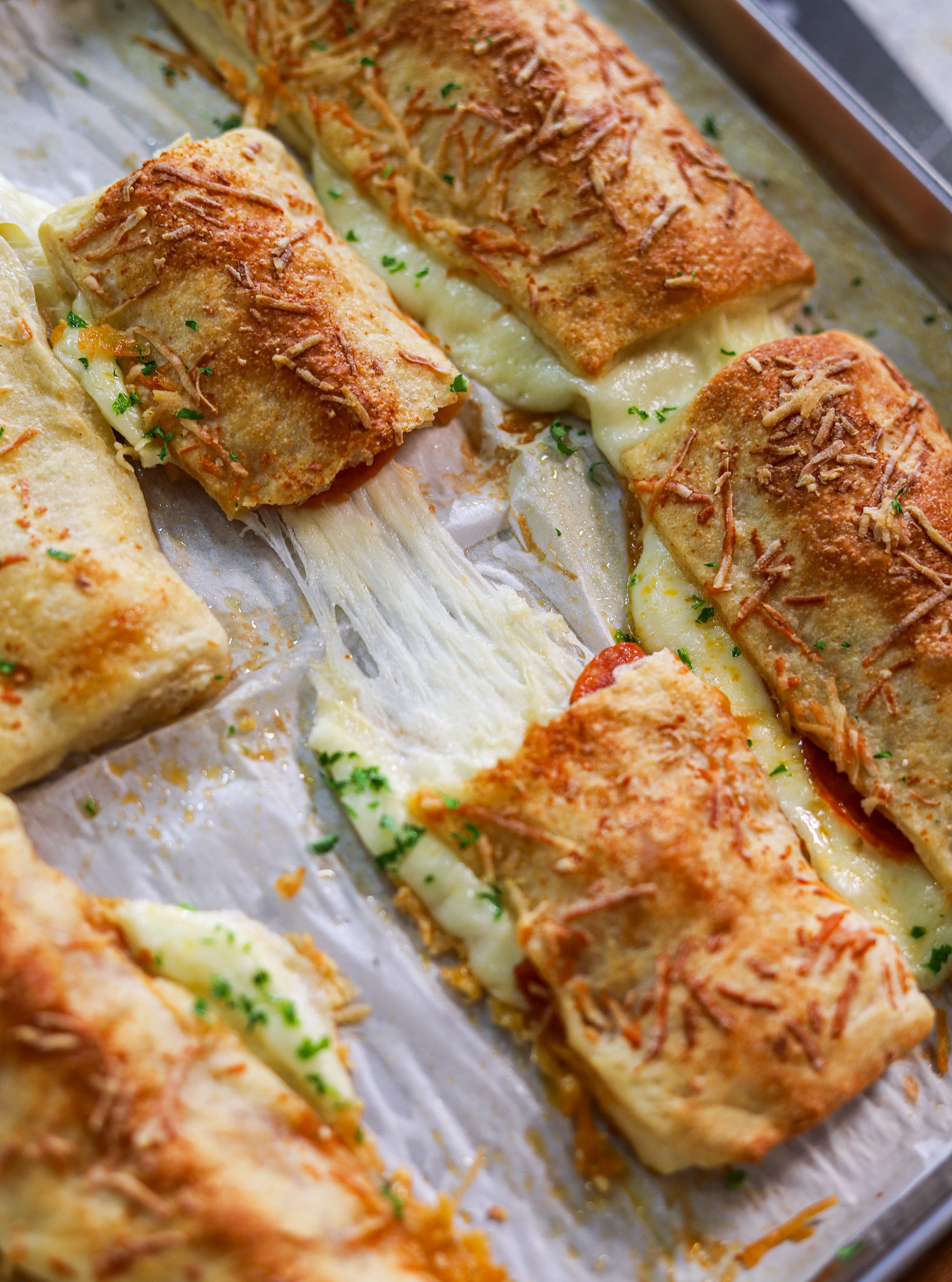 mozzarella stuffed breadsticks made with pizza dough